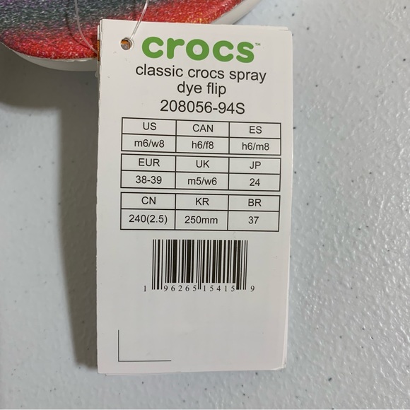 Crocs Unisex Classic Spray Dye Flip Flop Sandals-Size 8W/6M NWT - Picture 10 of 10